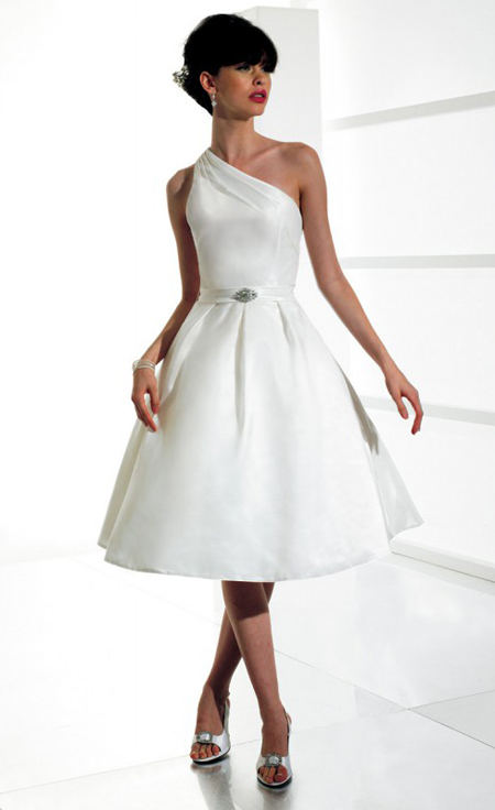 one shoulder sexy white dress